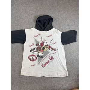 Vtg 90s Looney Tunes Tasmanian Devil Alabama Crimson Tide Hood Shirt Boys L Gray
